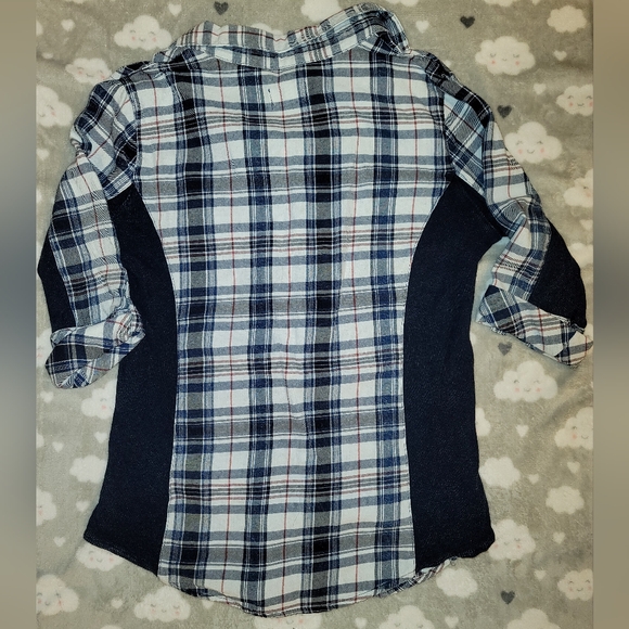 CiSono plaid button down shirt w/ 3/4 sleeves womens size L - Picture 2 of 2